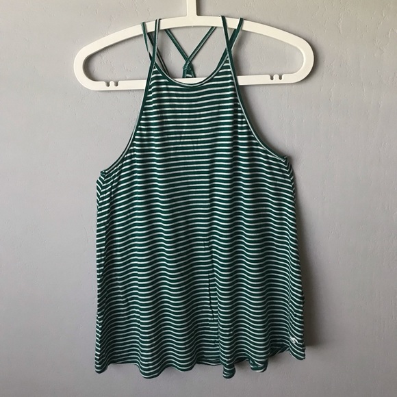 Hollister Tops - Hollister Green Striped Tank Top